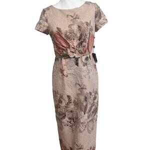 ADRIANNA PAPELL FLORAL GOWN BLUSH MULTI, SIZE 4